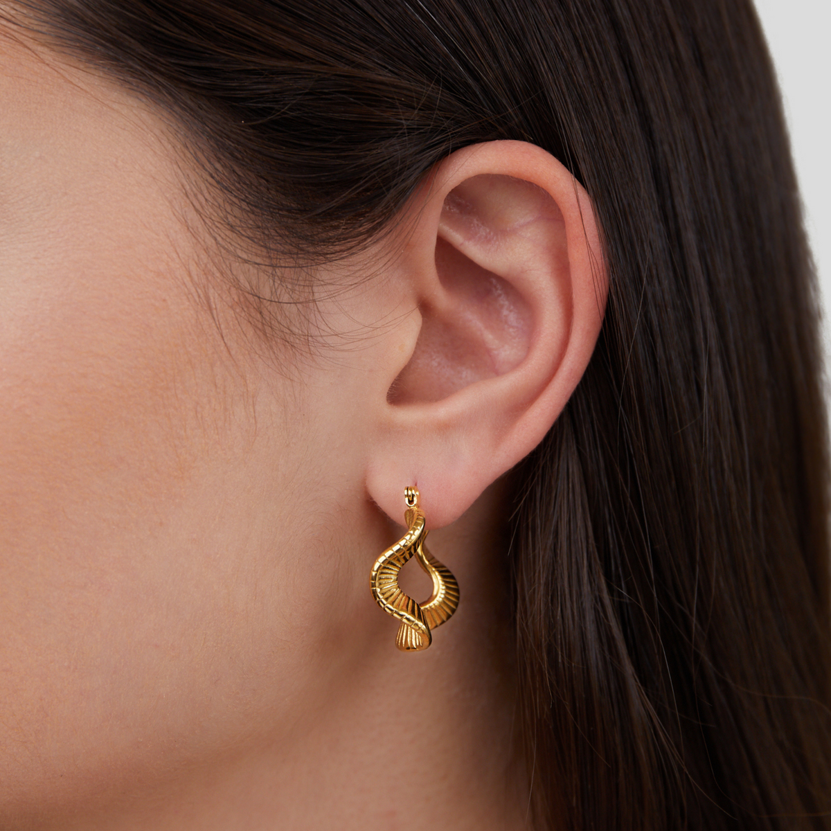 Wave-Shaped Gold-Tone Hoop Earrings