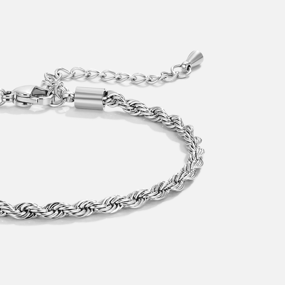 Fine Twist Link Silver-Tone Bracelet