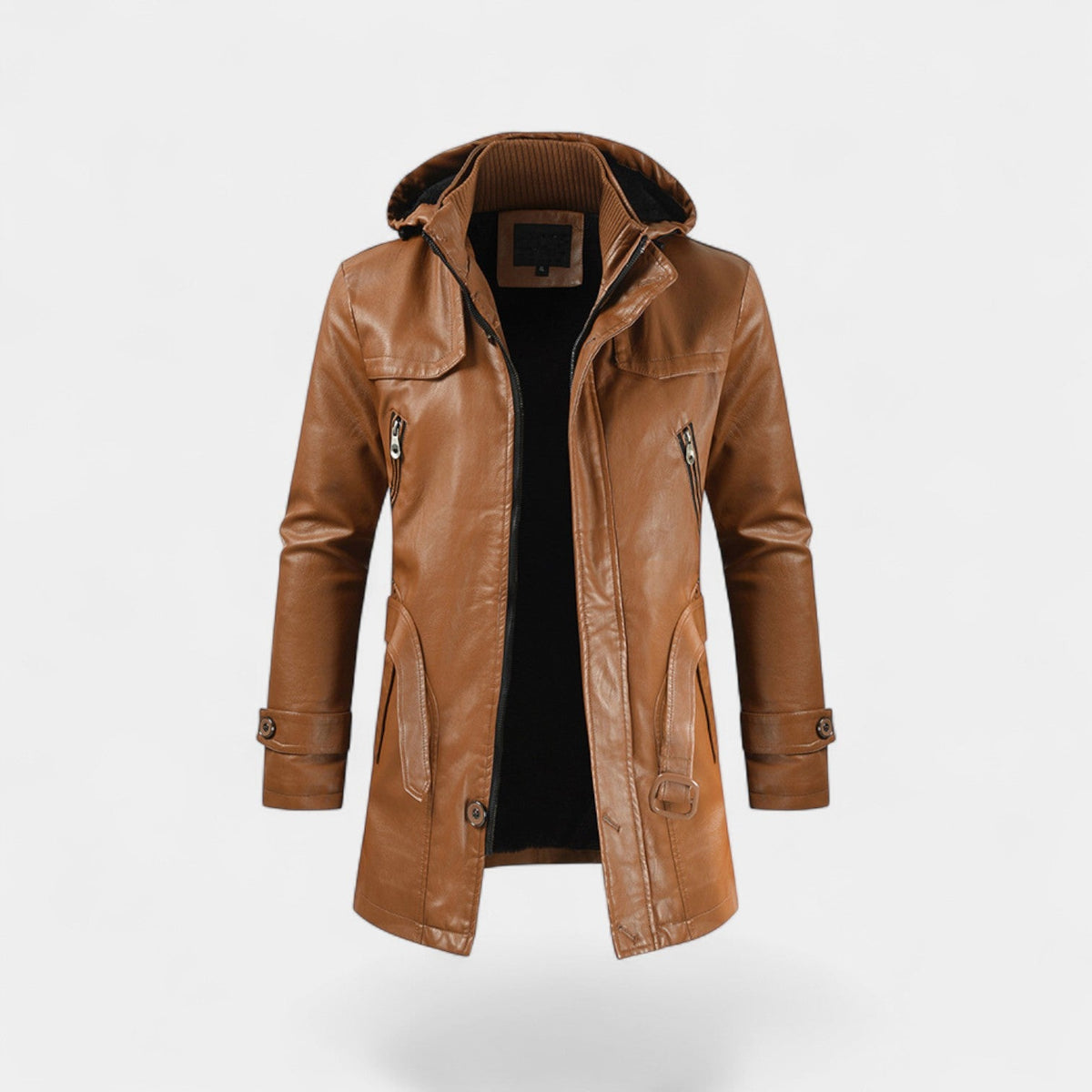 Men's Leather Trench Jacket – Mid Length Modern Cut