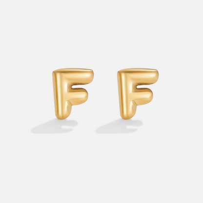 Rounded Initial Letter Gold-Tone Earrings