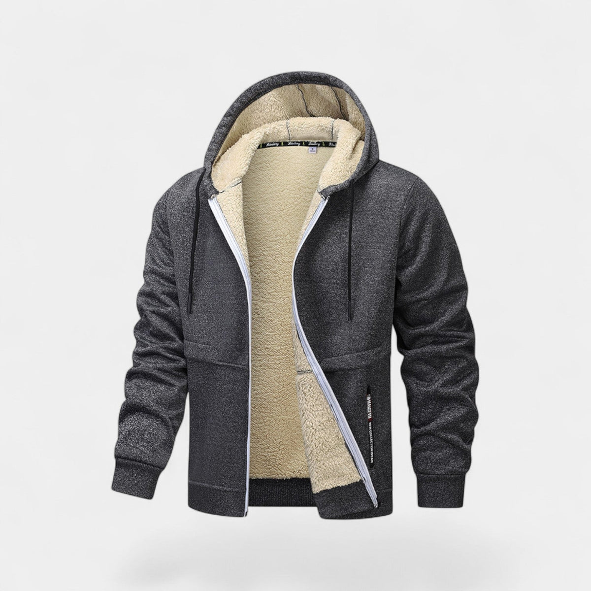 Men's Sherpa Fleece Zip Hoodie – Relaxed Fit Cardigan