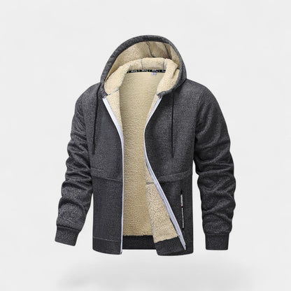 Men's Sherpa Fleece Zip Hoodie – Relaxed Fit Cardigan