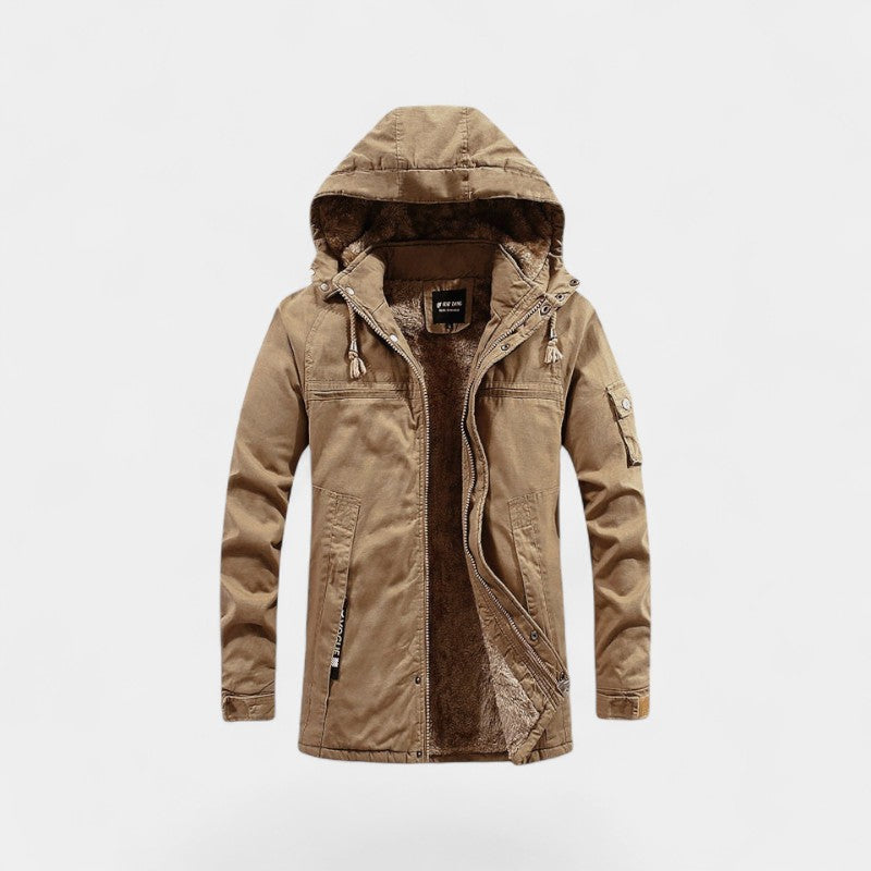 Men's Cotton Parka – Washed Finish with Lapel Hood