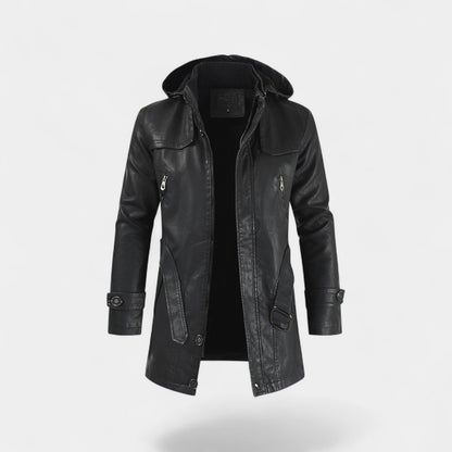 Men's Leather Trench Jacket – Mid Length Modern Cut