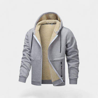 Men's Sherpa Fleece Zip Hoodie – Relaxed Fit Cardigan