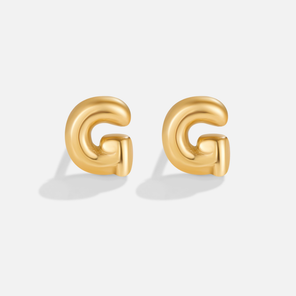 Rounded Initial Letter Gold-Tone Earrings