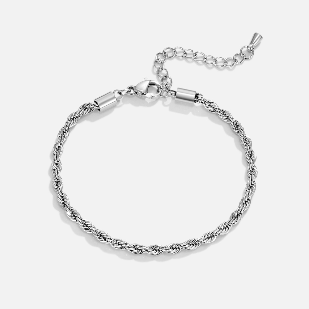 Fine Twist Link Silver-Tone Bracelet