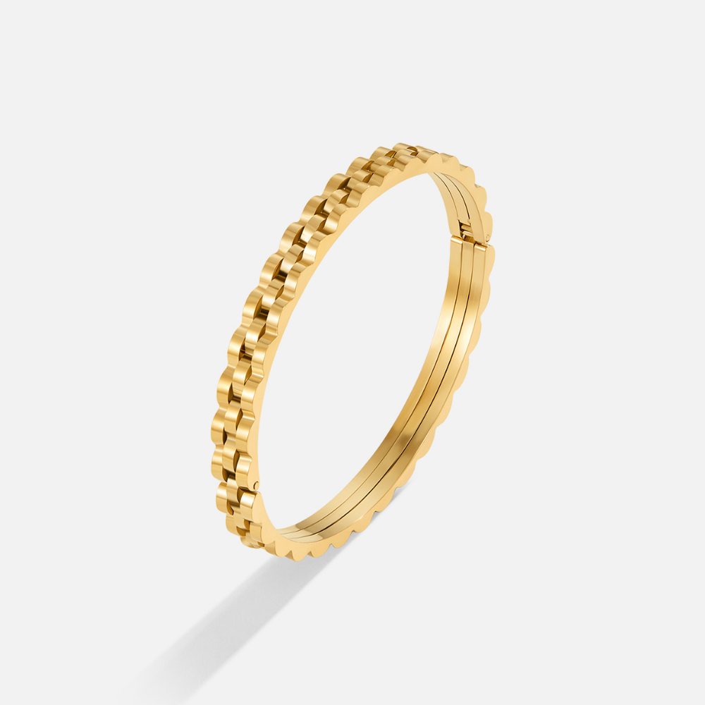 Renee Heavier Weight Rounded Gold-Tone Bangle