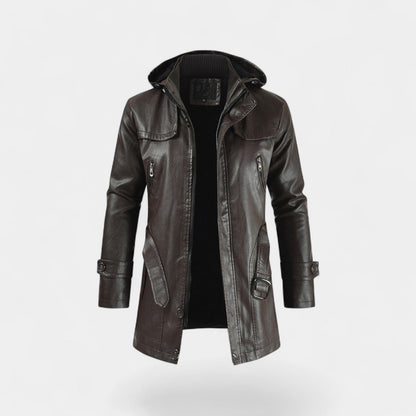 Men's Leather Trench Jacket – Mid Length Modern Cut