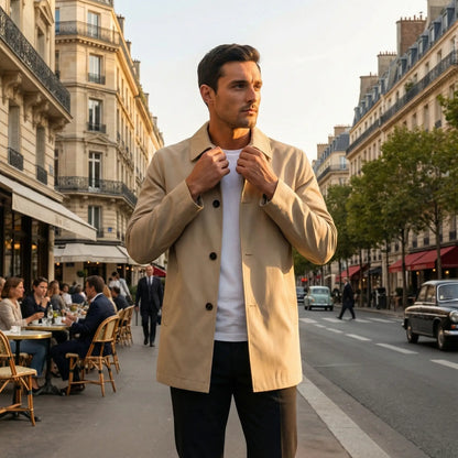 Men's Trench Coat – Lightweight Mid Length Unlined
