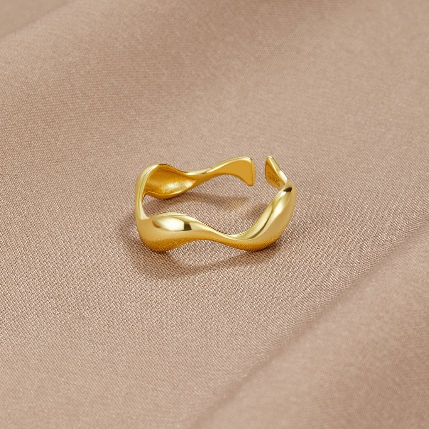 Tidewater Gold-Tone Curved Wave Band Ring