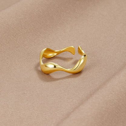 Tidewater Gold-Tone Curved Wave Band Ring