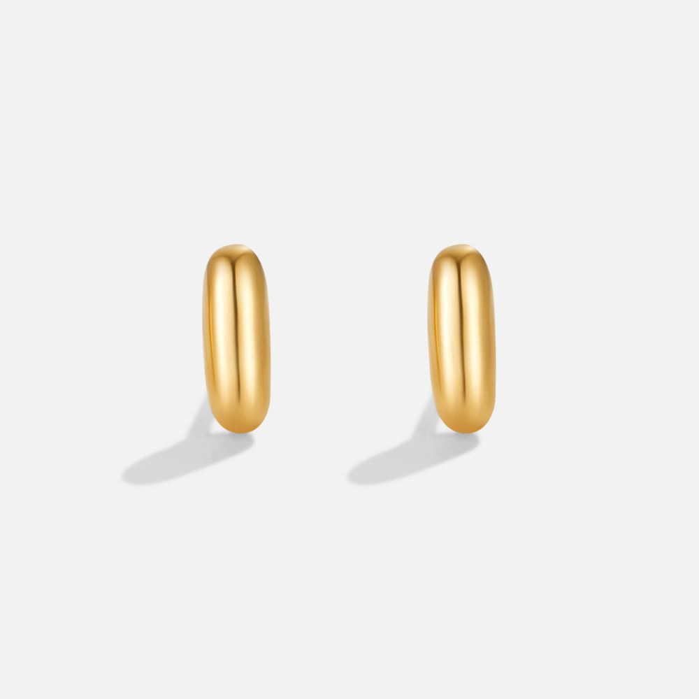 Rounded Initial Letter Gold-Tone Earrings