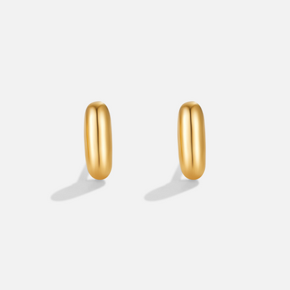Rounded Initial Letter Gold-Tone Earrings