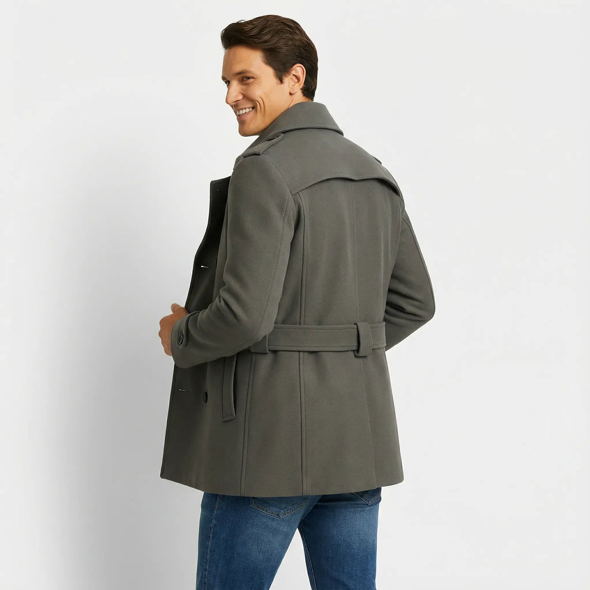 Men's Cotton Blend Trench Coat – Belted Mid Length