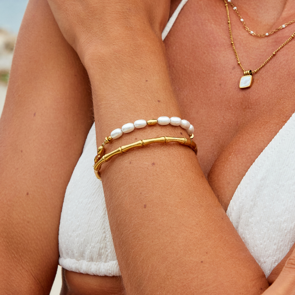 Ara Bamboo Texture Gold-Tone Bangle