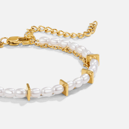 Aria Pearl and Chain Layered Bracelet