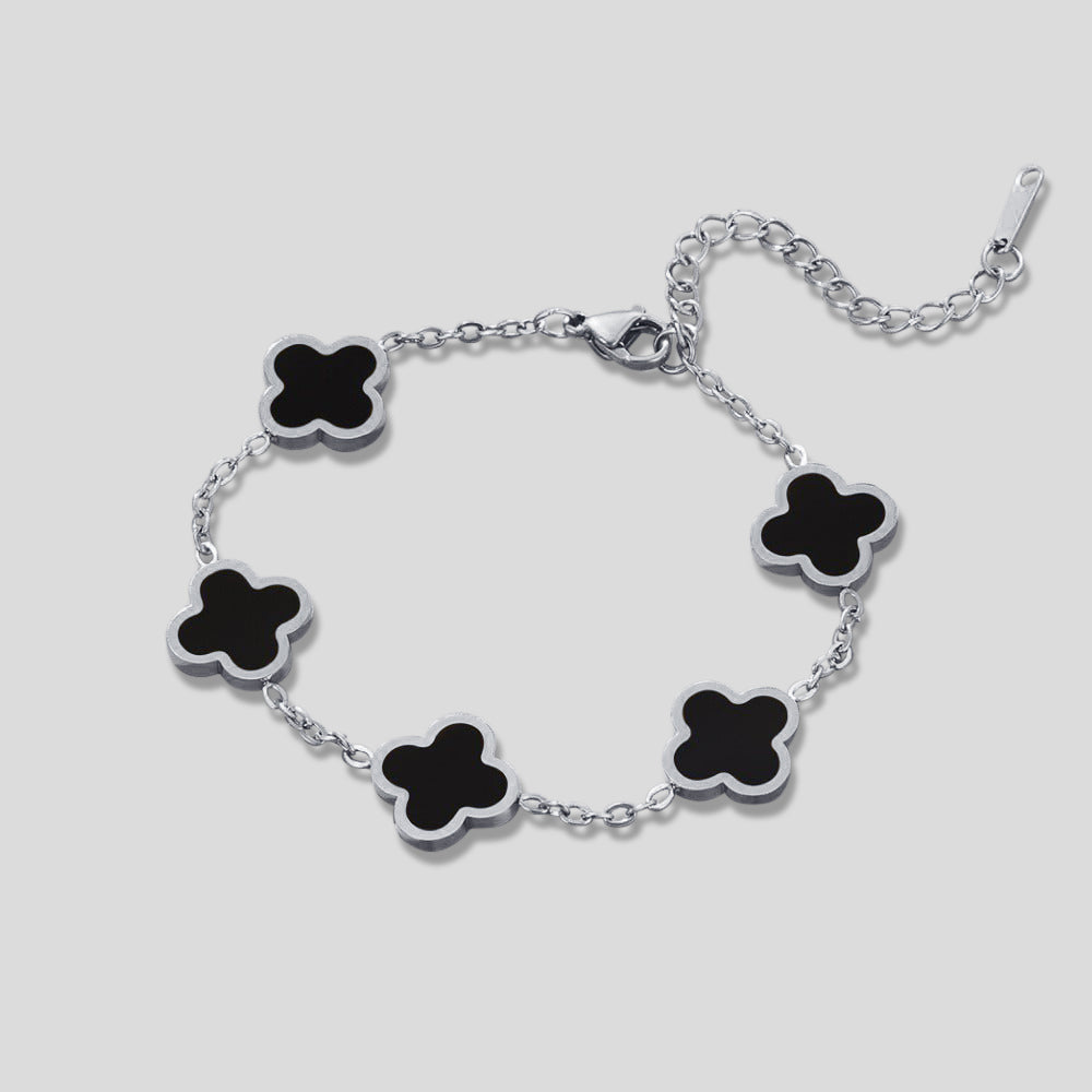 Single Black Clover Chain Bracelet