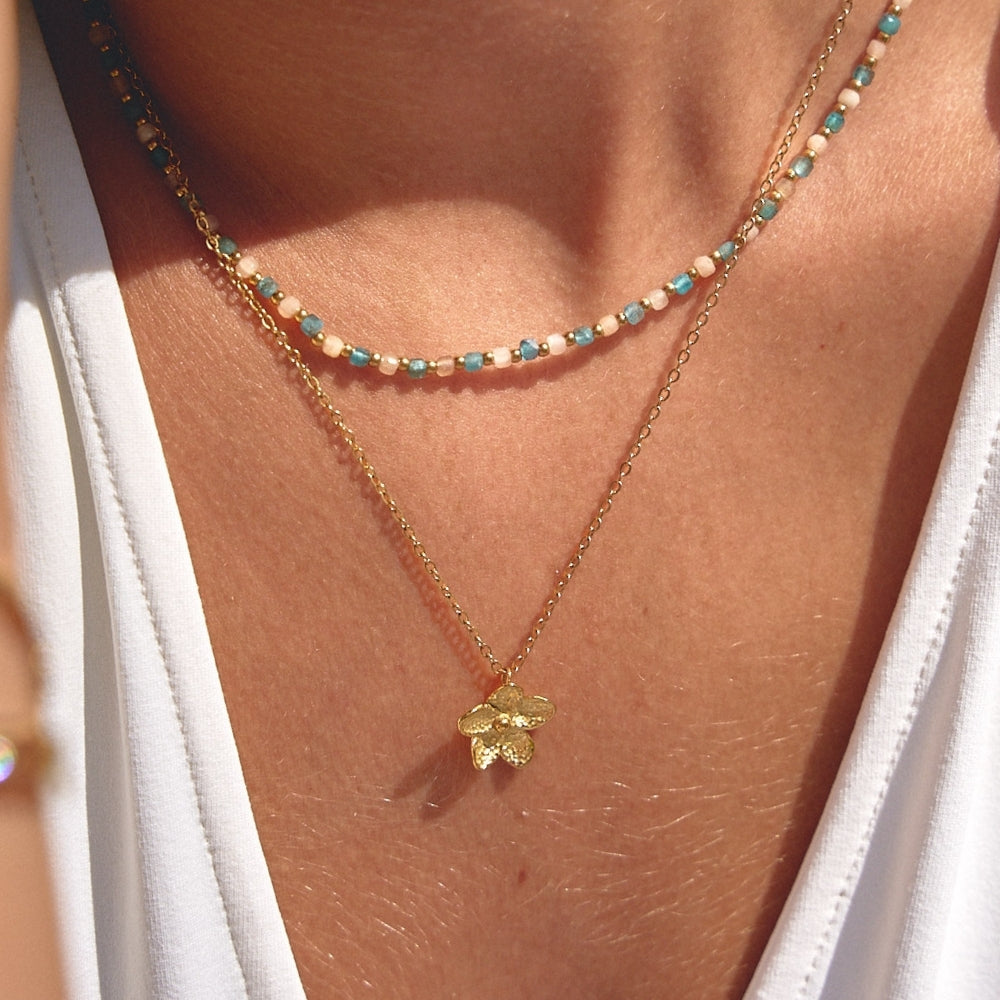 Open Petal Gold-Tone Flower Pendant Necklace