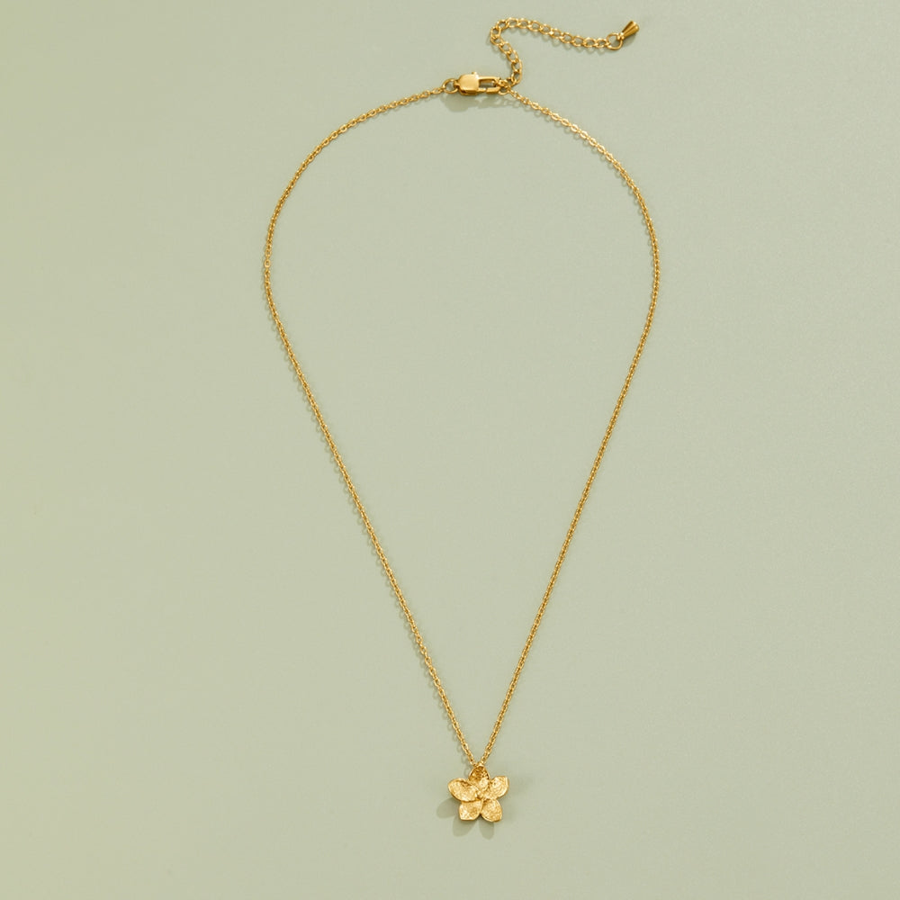 Open Petal Gold-Tone Flower Pendant Necklace