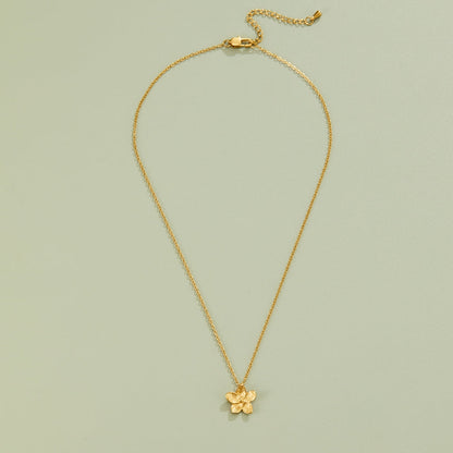Open Petal Gold-Tone Flower Pendant Necklace