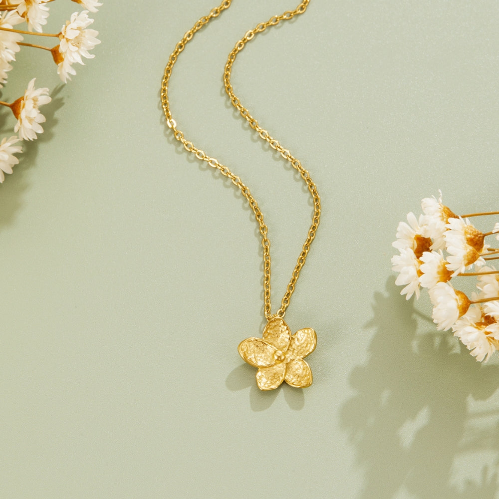 Open Petal Gold-Tone Flower Pendant Necklace