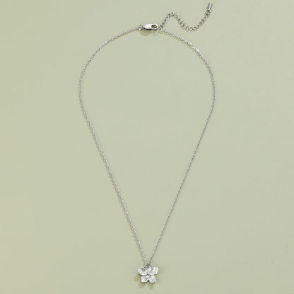 Open Petal Silver-Tone Flower Pendant Necklace