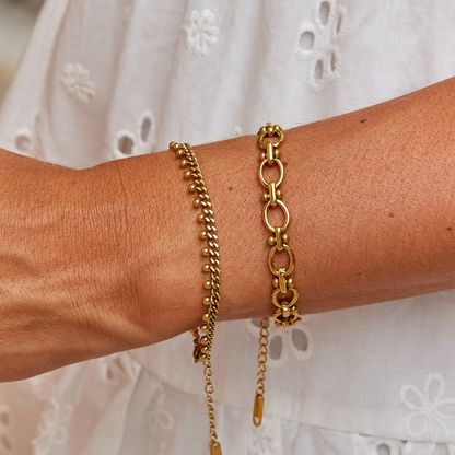 Brie Flat Curb Link Gold-Tone Drop Bracelet