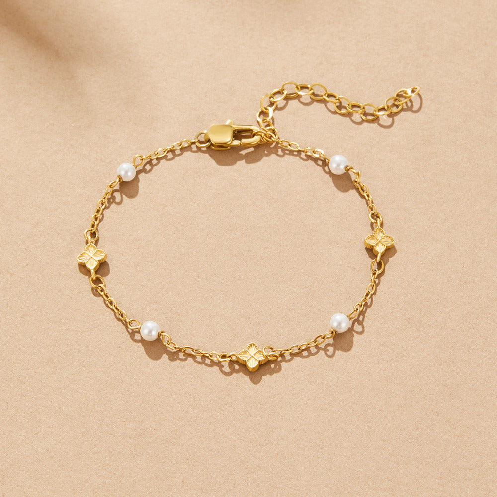 Camila Petal Detail Delicate Chain Bracelet
