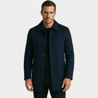 Men's Wool Coat – Lapel Collar and Down Lined Warmth