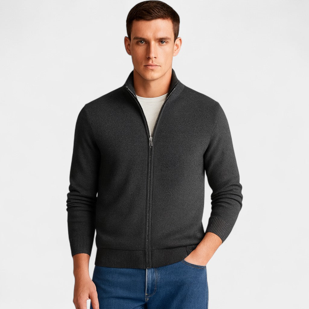 Men's Slim Fit Cotton Cardigan – Minimal Plain V-Neck