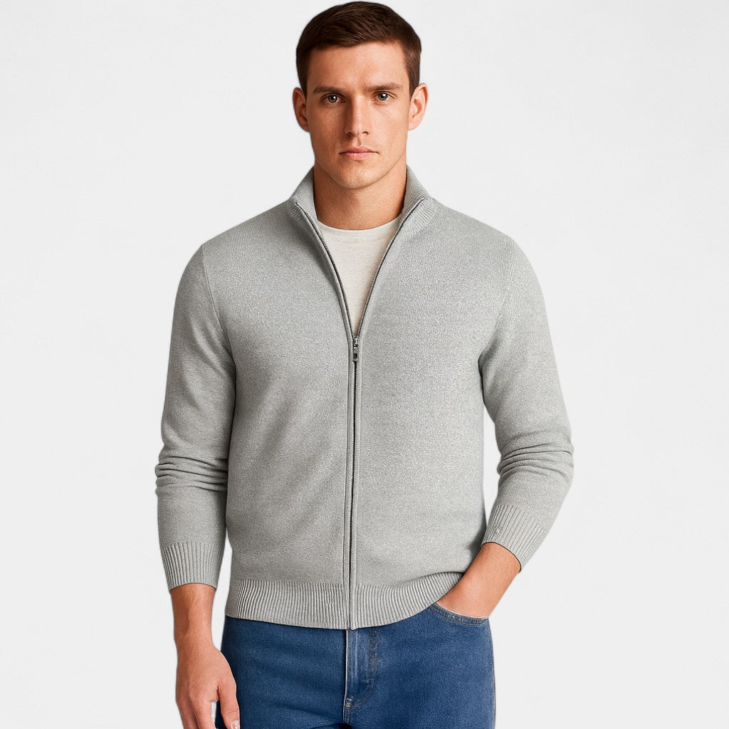 Men's Slim Fit Cotton Cardigan – Minimal Plain V-Neck