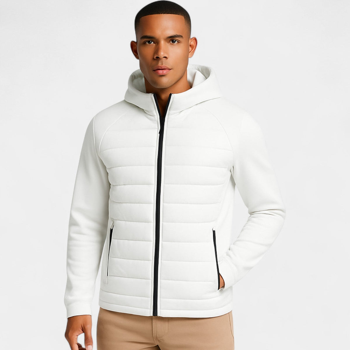 Men's Softshell Hooded Puffer – Slim Cotton Blend Cut
