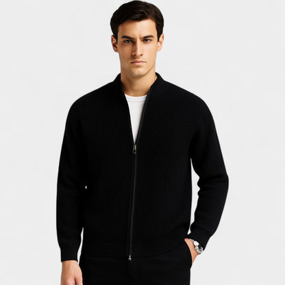 Men's Slim Fit Knit Cardigan – Low V Neck Opening