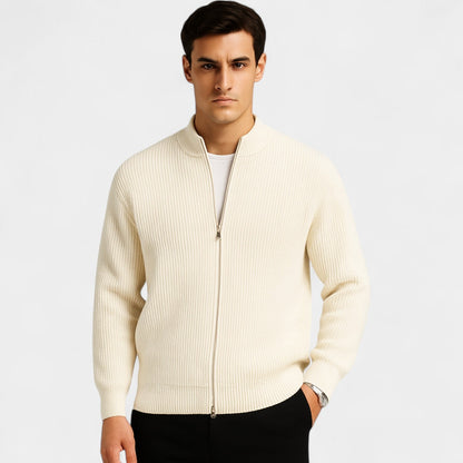 Men's Slim Fit Knit Cardigan – Low V Neck Opening