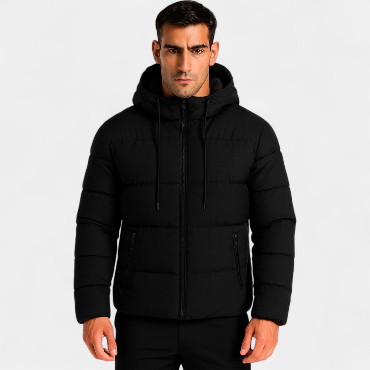 Men's Feather Filled Puffer – Hooded Stand Collar