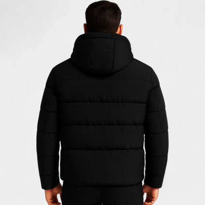 Men's Feather Filled Puffer – Hooded Stand Collar
