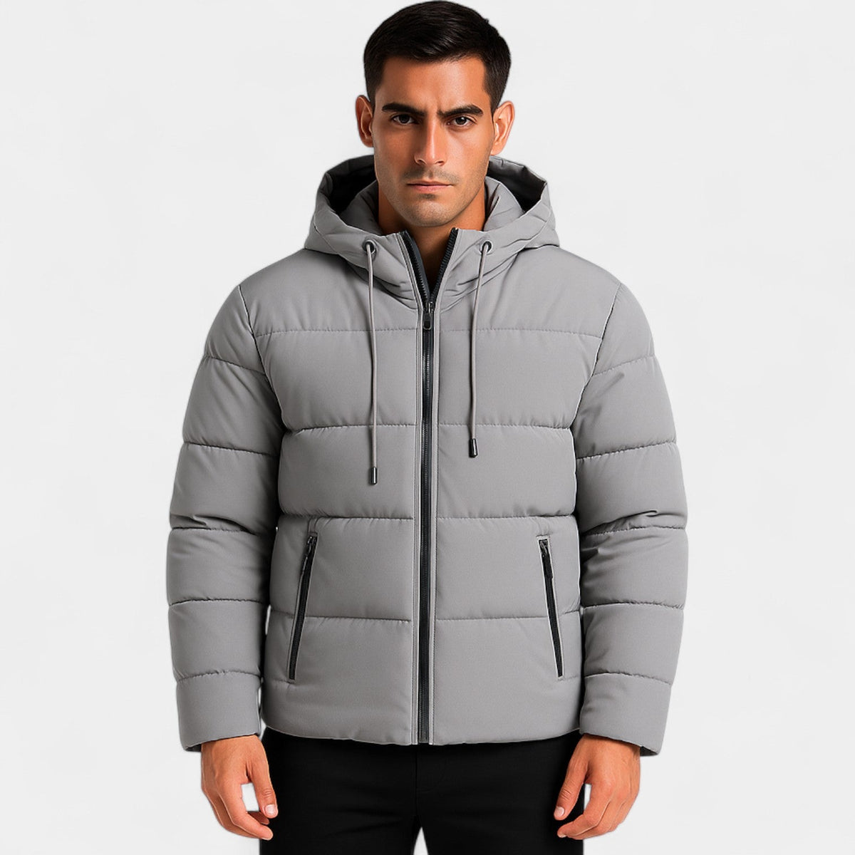 Men's Feather Filled Puffer – Hooded Stand Collar