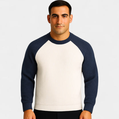 Men's Knitted Wool Jumper – Crew Neck with Ribbed Hems