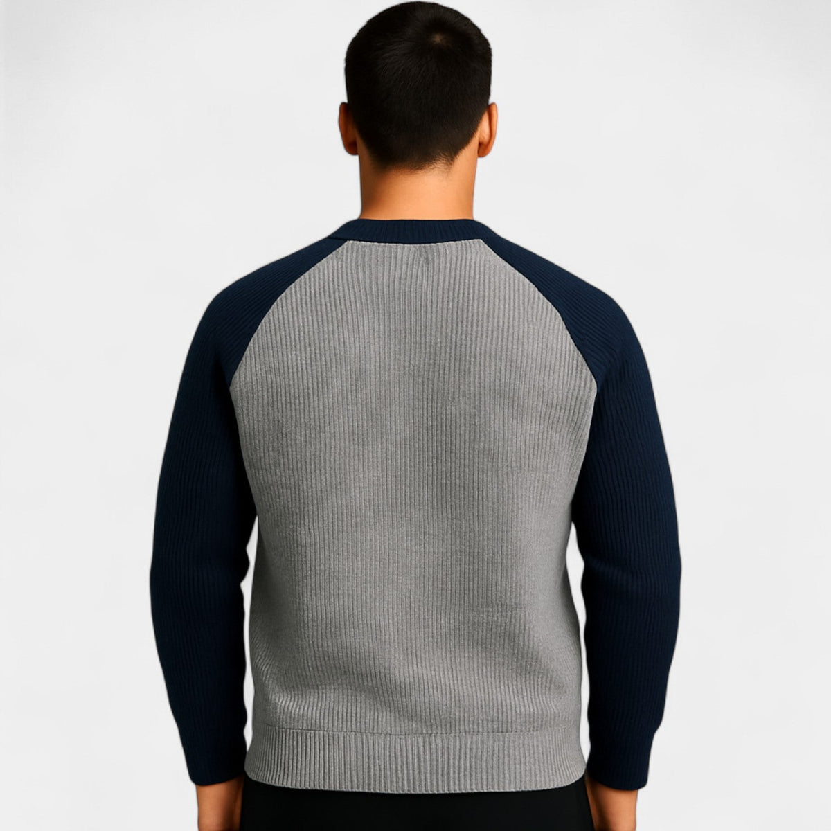 Men's Knitted Wool Jumper – Crew Neck with Ribbed Hems