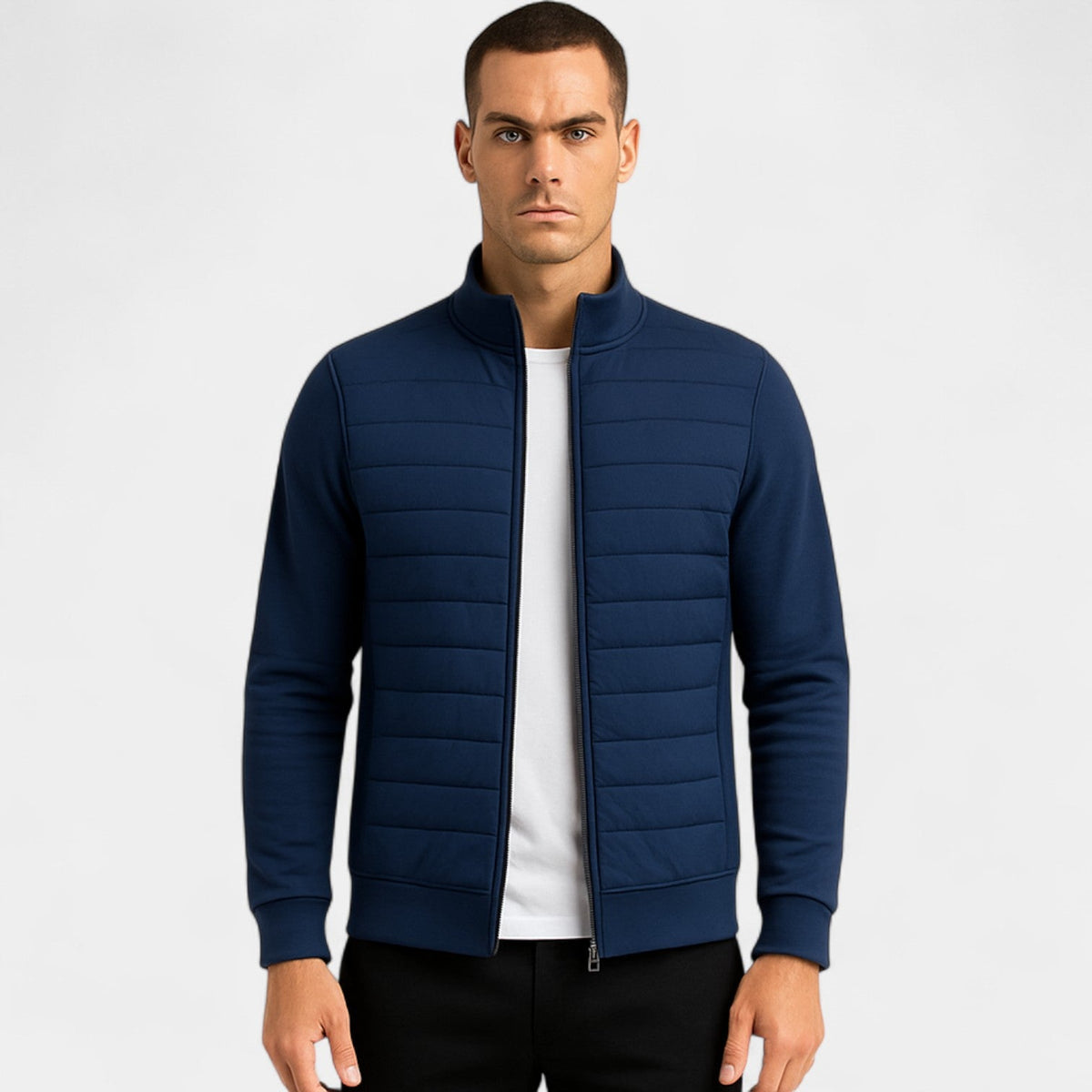Men's Knitted Jacket – Lightweight Stand Collar Cut
