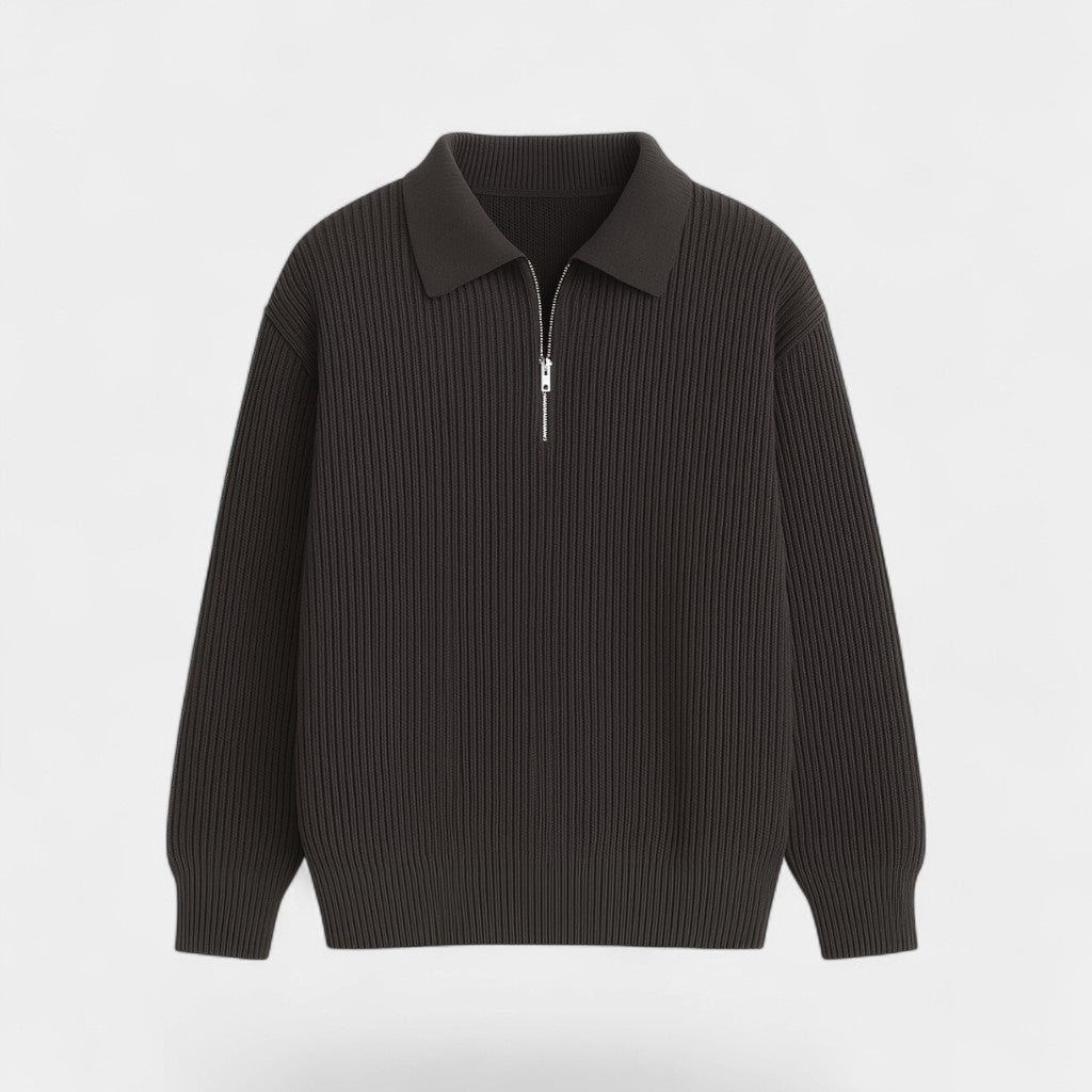 Men's Zip Through Knitted Jumper – Loose Relaxed Fit