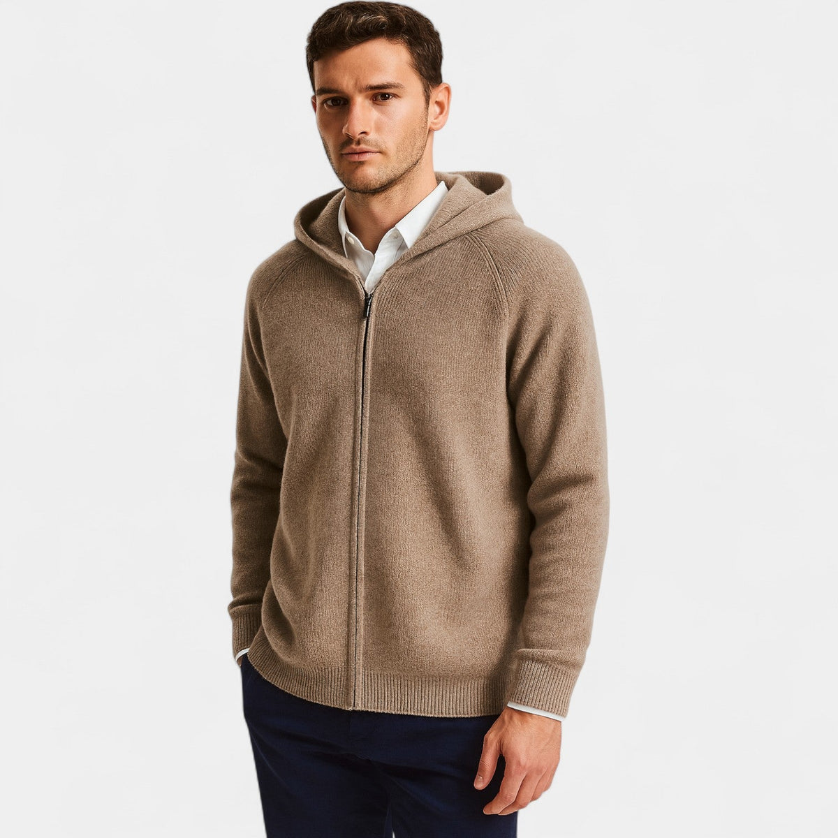 Men's Oversized Wool Knit Cardigan – Open Front Drape