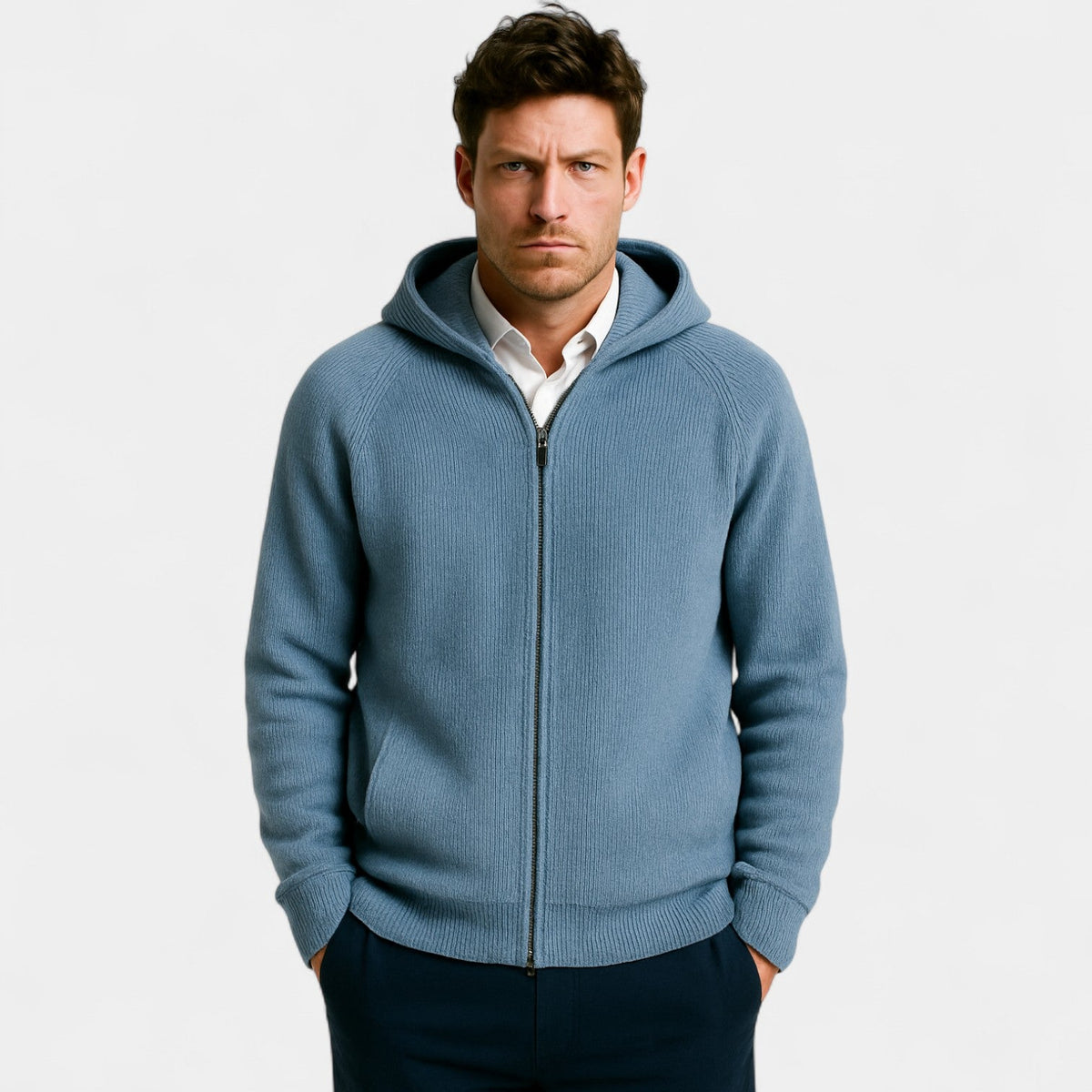 Men's Oversized Wool Knit Cardigan – Open Front Drape