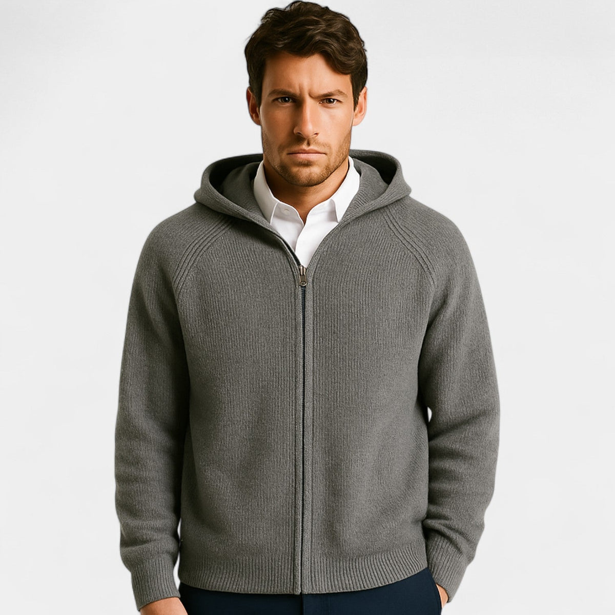 Men's Oversized Wool Knit Cardigan – Open Front Drape