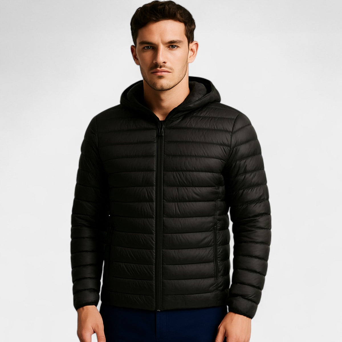 Men's Quilted Hooded Puffer Jacket – Relaxed Winter Fit