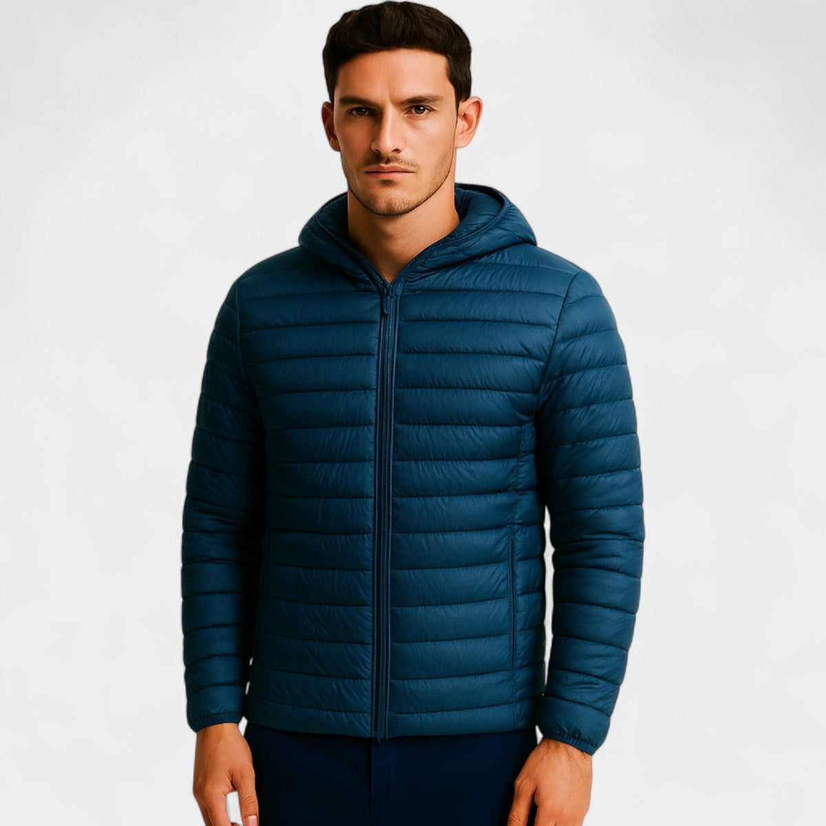 Men's Quilted Hooded Puffer Jacket – Relaxed Winter Fit