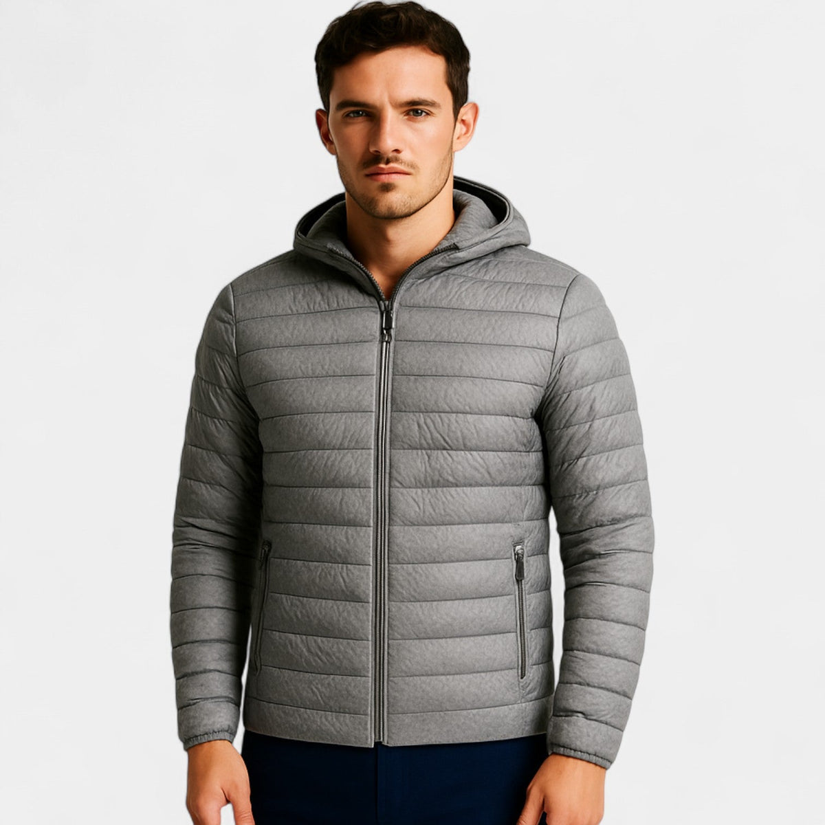 Men's Quilted Hooded Puffer Jacket – Relaxed Winter Fit