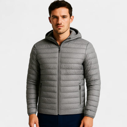 Men's Quilted Hooded Puffer Jacket – Relaxed Winter Fit