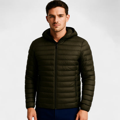 Men's Quilted Hooded Puffer Jacket – Relaxed Winter Fit